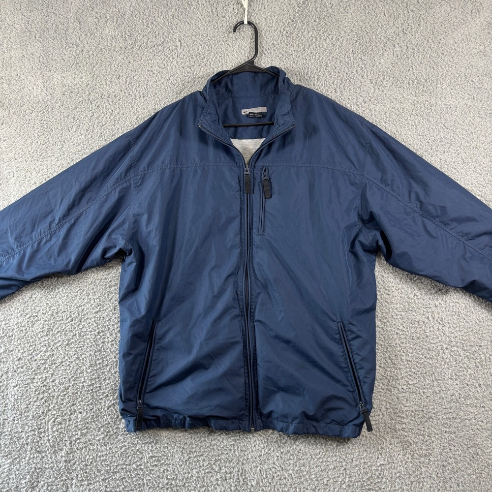 Nike Mens Vintage Lined‎ Windbreaker Track Jacket Navy Blue Full Zip XL